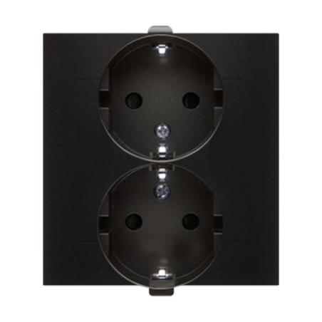 Simon 54 Premium antracyt - gniazdo schuko podwójne z przesłonami DGSz2Z/48