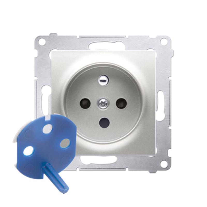 Simon 54 Premium srebrny mat - gniazdo DATA z kluczem uprawniającym DGD1.01/43