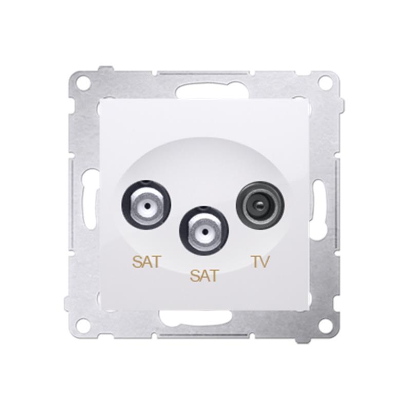 Simon 54 Premium biały - gniazdo antenowe satelitarne podwójne RTV-SAT-SAT DASK2.01/11