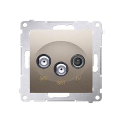 Simon 54 Premium złoty mat - gniazdo antenowe satelitarne podwójne RTV-SAT-SAT DASK2.01/44