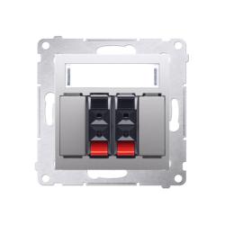 Simon 54 Premium srebrny mat - gniazdo głośnikowe 2-krotne DGL32.01/43
