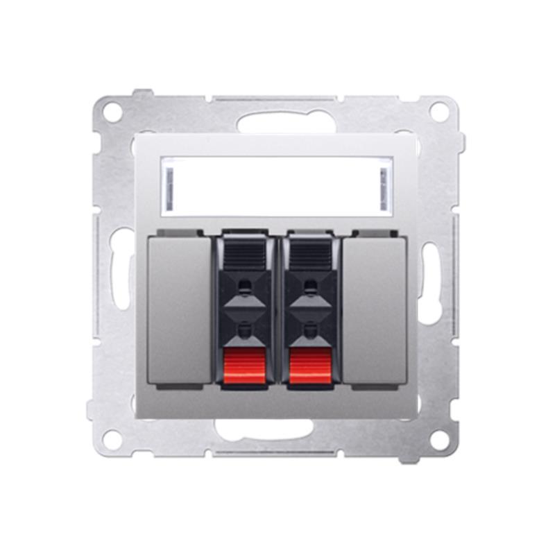 Simon 54 Premium srebrny mat - gniazdo głośnikowe 2-krotne DGL32.01/43