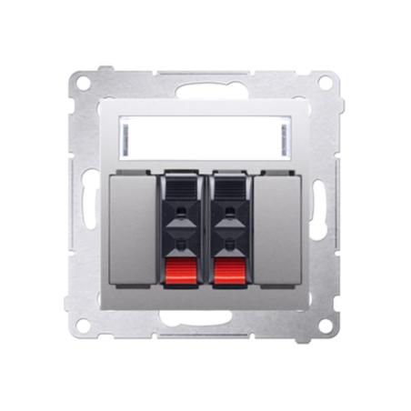 Simon 54 Premium srebrny mat - gniazdo głośnikowe 2-krotne DGL32.01/43