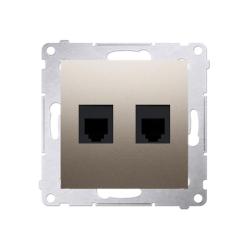 Simon 54 Premium złoty mat - gniazdo telefoniczne RJ12 podwójne DT2.01/44