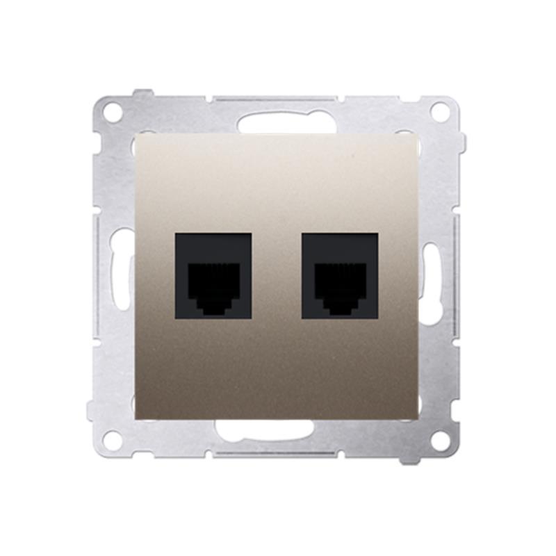 Simon 54 Premium złoty mat - gniazdo telefoniczne RJ12 podwójne DT2.01/44