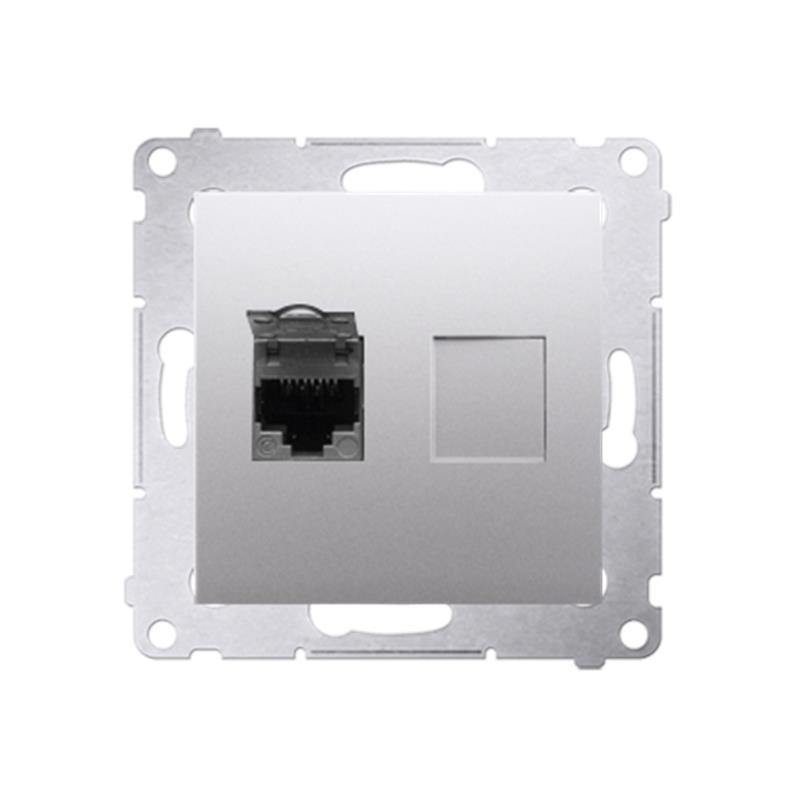 Simon 54 Premium srebrny mat - gniazdo komputerowe RJ45 pojedyncze ekranowane D61E.01/43