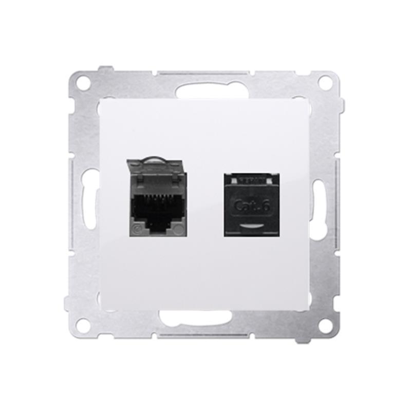 Simon 54 Premium biały - gniazdo komputerowe RJ45 podwójne D62.01/11