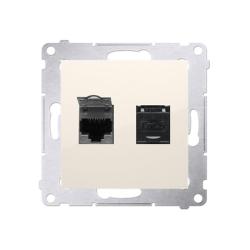 Simon 54 Premium kremowy - gniazdo komputerowe RJ45 podwójne D62.01/41