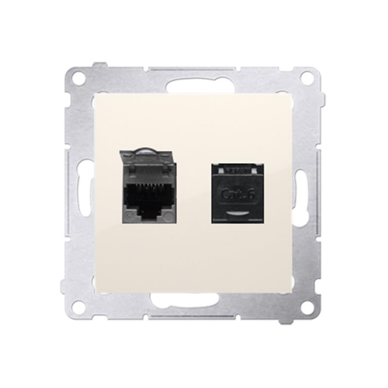 Simon 54 Premium kremowy - gniazdo komputerowe RJ45 podwójne D62.01/41