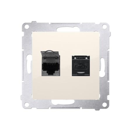 Simon 54 Premium kremowy - gniazdo komputerowe RJ45 podwójne D62.01/41
