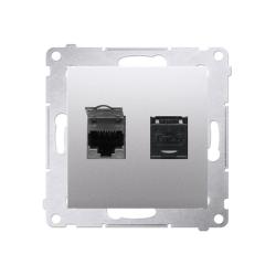 Simon 54 Premium srebrny mat - gniazdo komputerowe RJ45 podwójne D62.01/43