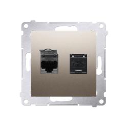 Simon 54 Premium złoty mat - gniazdo komputerowe RJ45 podwójne D62.01/44