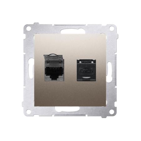 Simon 54 Premium złoty mat - gniazdo komputerowe RJ45 podwójne D62.01/44