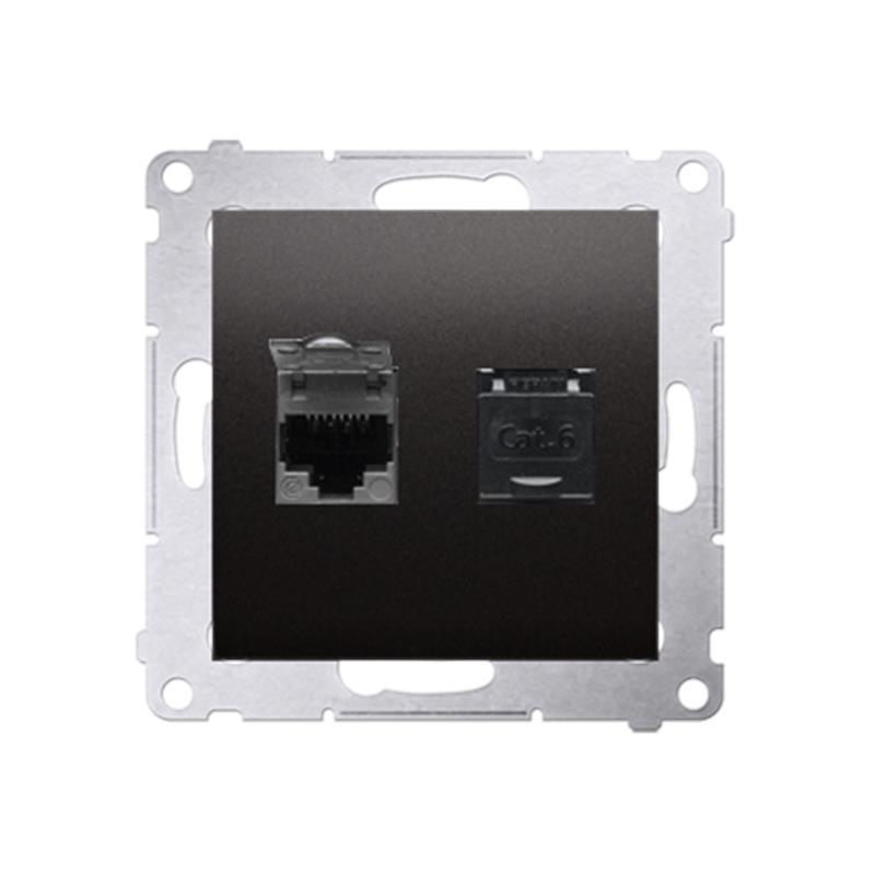 Simon 54 Premium antracyt - gniazdo komputerowe RJ45 podwójne D62.01/48