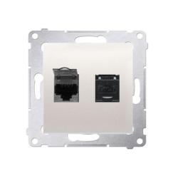 Simon 54 Premium kremowy - gniazdo komputerowe RJ45 podwójne ekranowane D62E.01/41