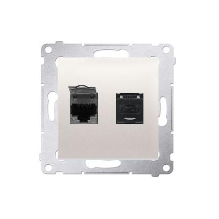 Simon 54 Premium kremowy - gniazdo komputerowe RJ45 podwójne ekranowane D62E.01/41