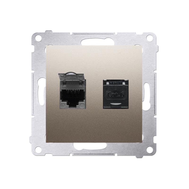 Simon 54 Premium złoty mat - gniazdo komputerowe RJ45 podwójne ekranowane D62E.01/44