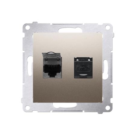 Simon 54 Premium złoty mat - gniazdo komputerowe RJ45 podwójne ekranowane D62E.01/44