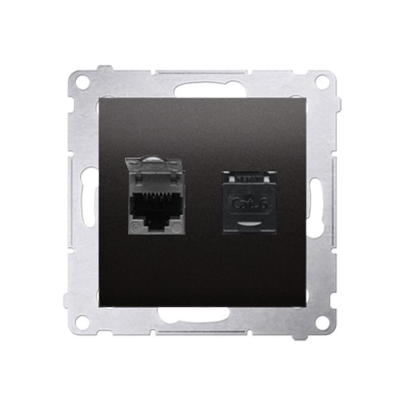 Simon 54 Premium antracyt - gniazdo komputerowe RJ45 podwójne ekranowane D62E.01/48