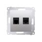 Simon 54 Premium srebrny mat - gniazdo komputerowe RJ45 + telefoniczne RJ12 D5T.01/43
