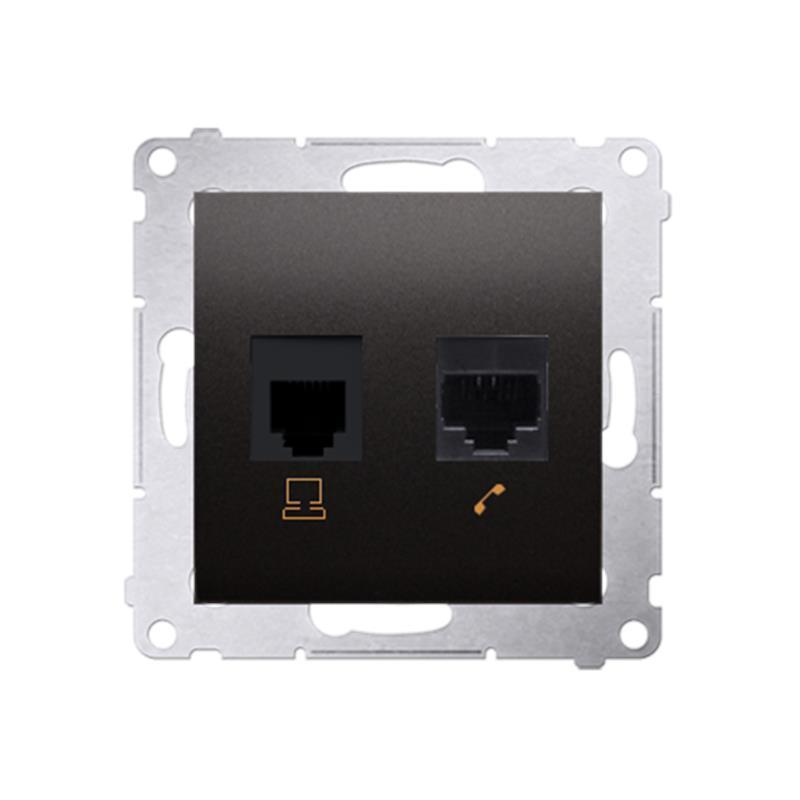 Simon 54 Premium antracyt - gniazdo komputerowe RJ45 + telefoniczne RJ12 D5T.01/48
