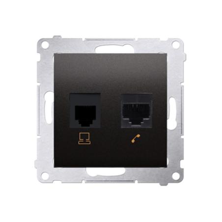 Simon 54 Premium antracyt - gniazdo komputerowe RJ45 + telefoniczne RJ12 D5T.01/48