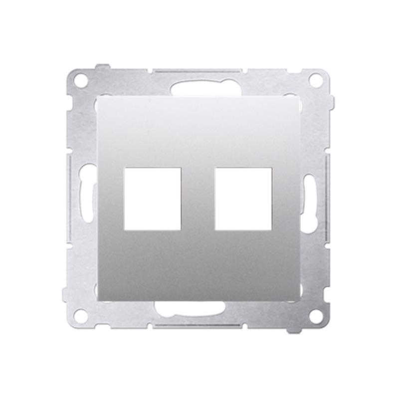 Simon 54 Premium srebrny mat - pokrywa gniazd teleinformatycznych podwójna DKP2.01/43