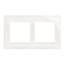 Simon 54 Nature biała perła szkło - ramka podwójna DRN2/70