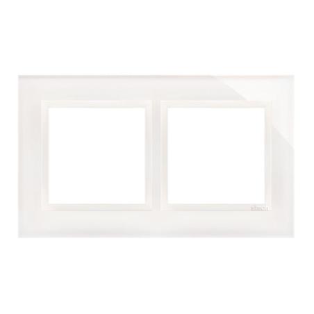 Simon 54 Nature biała perła szkło - ramka podwójna DRN2/70