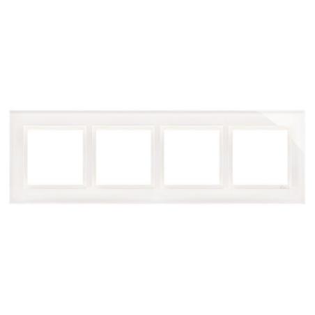 Simon 54 Nature biała perła szkło - ramka poczwórna DRN4/70