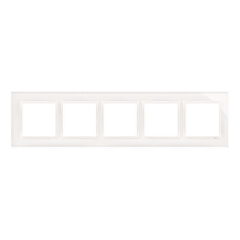 Simon 54 Nature biała perła szkło - ramka pięciokrotna DRN5/70