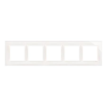 Simon 54 Nature biała perła szkło - ramka pięciokrotna DRN5/70