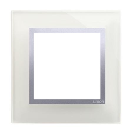 Simon 54 Nature srebrna mgła szkło - ramka pojedyncza DRN1/71