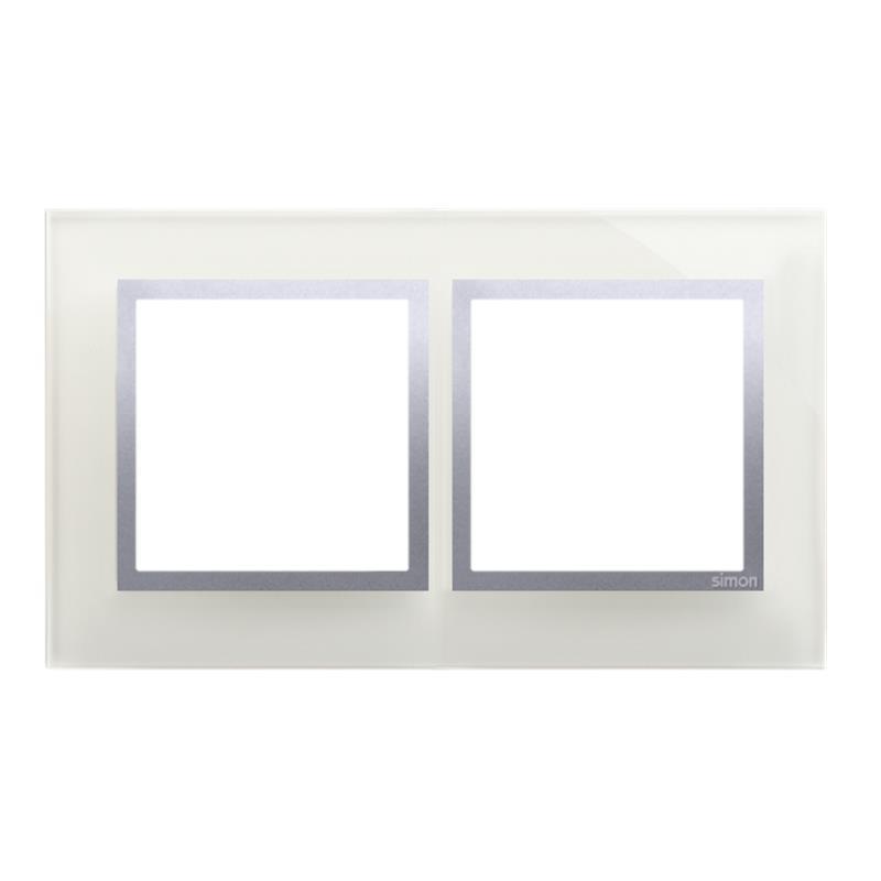 Simon 54 Nature srebrna mgła szkło - ramka podwójna DRN2/71