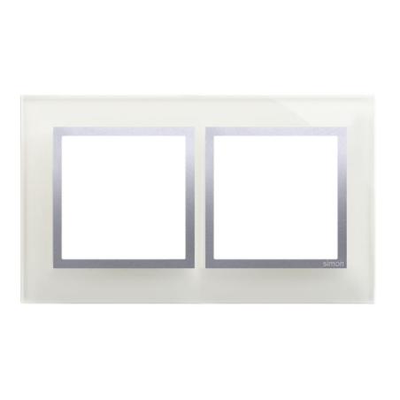 Simon 54 Nature srebrna mgła szkło - ramka podwójna DRN2/71