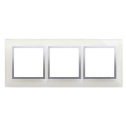 Simon 54 Nature srebrna mgła szkło - ramka potrójna DRN3/71