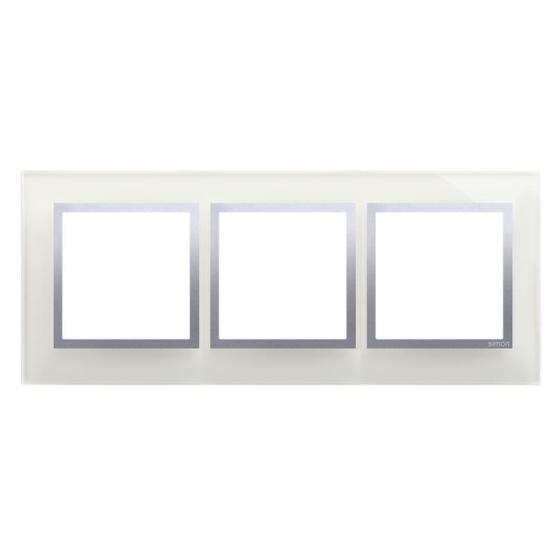 Simon 54 Nature srebrna mgła szkło - ramka potrójna DRN3/71