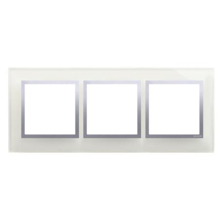 Simon 54 Nature srebrna mgła szkło - ramka potrójna DRN3/71