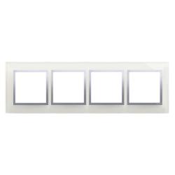 Simon 54 Nature srebrna mgła szkło - ramka poczwórna DRN4/71