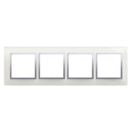 Simon 54 Nature srebrna mgła szkło - ramka poczwórna DRN4/71