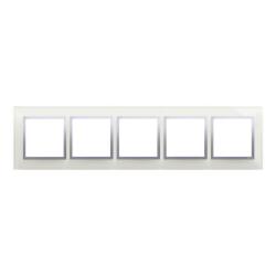 Simon 54 Nature srebrna mgła szkło - ramka pięciokrotna DRN5/71