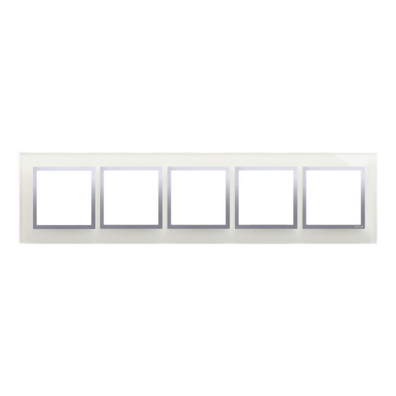 Simon 54 Nature srebrna mgła szkło - ramka pięciokrotna DRN5/71