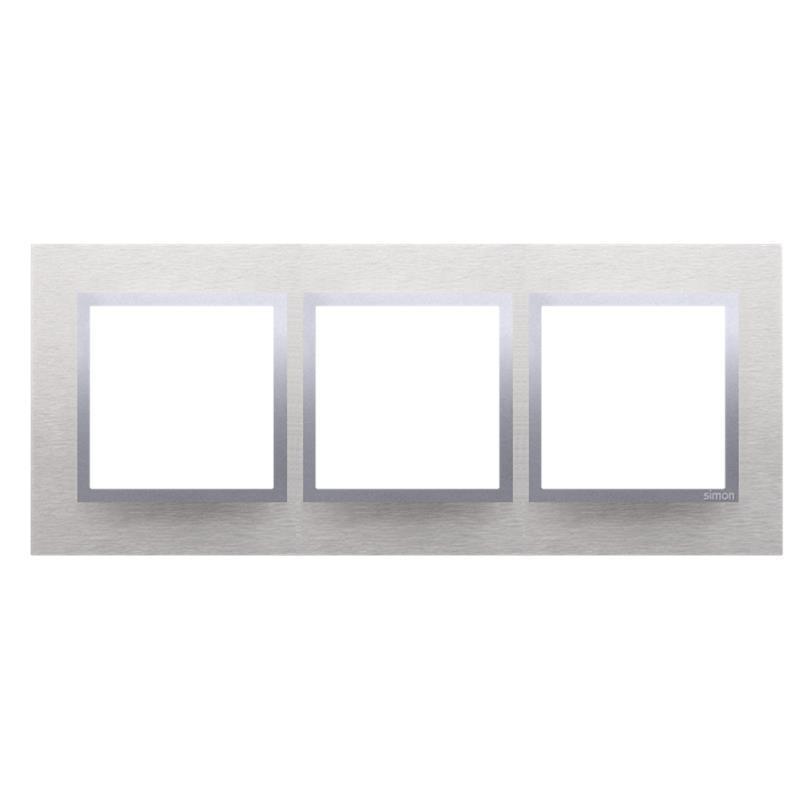 Simon 54 Nature inox klasyczny metal - ramka potrójna DRN3/77