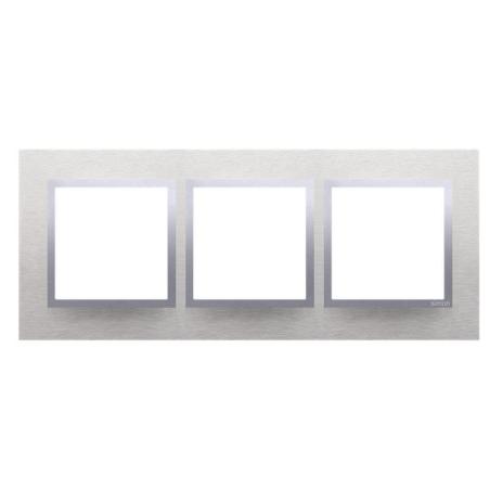 Simon 54 Nature inox klasyczny metal - ramka potrójna DRN3/77