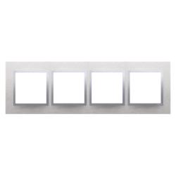 Simon 54 Nature inox klasyczny metal - ramka poczwórna RN4/77