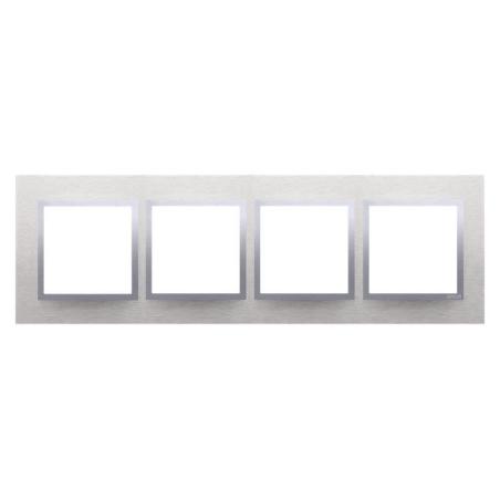 Simon 54 Nature inox klasyczny metal - ramka poczwórna RN4/77