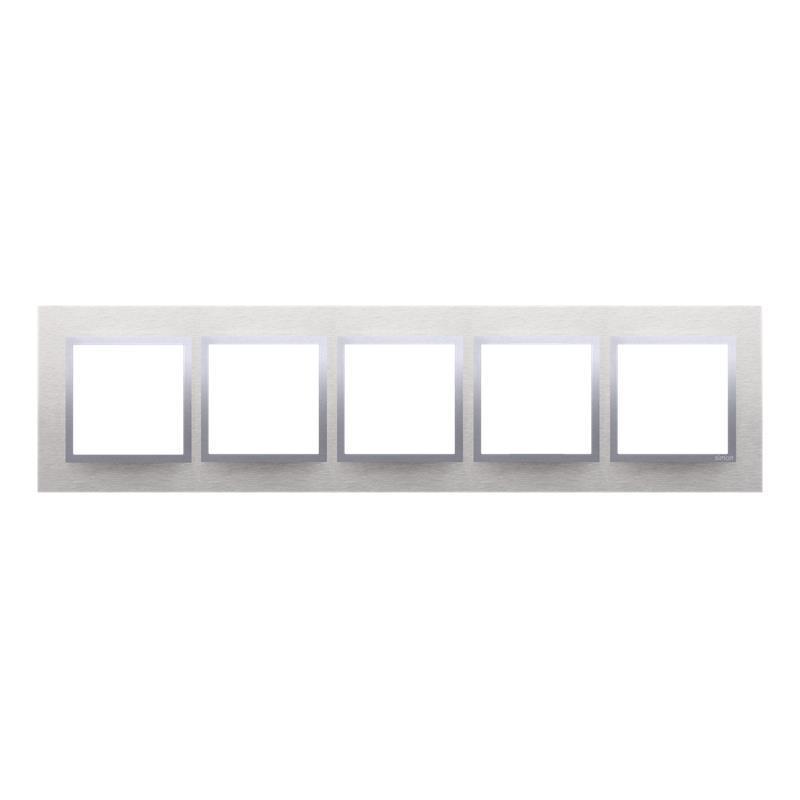 Simon 54 Nature inox klasyczny metal - ramka pięciokrotna RN5/77