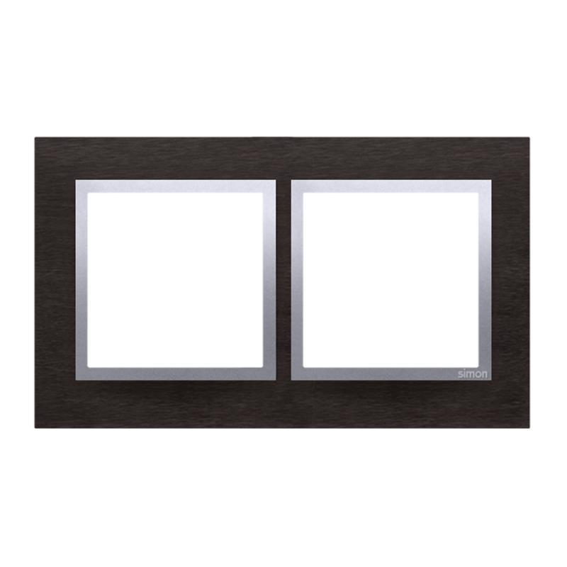 Simon 54 Nature inox yin metal - ramka podwójna DRN2/78