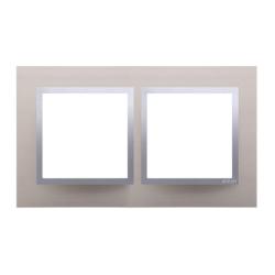 Simon 54 Nature satynowy blask metal - ramka podwójna DRN2/79