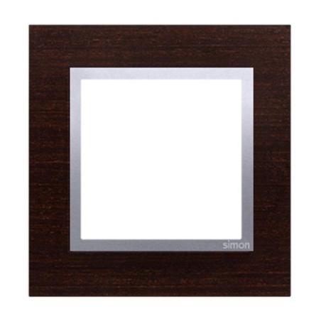 Simon 54 Nature srebrne wenge drewno - ramka pojedyncza DRN1/84